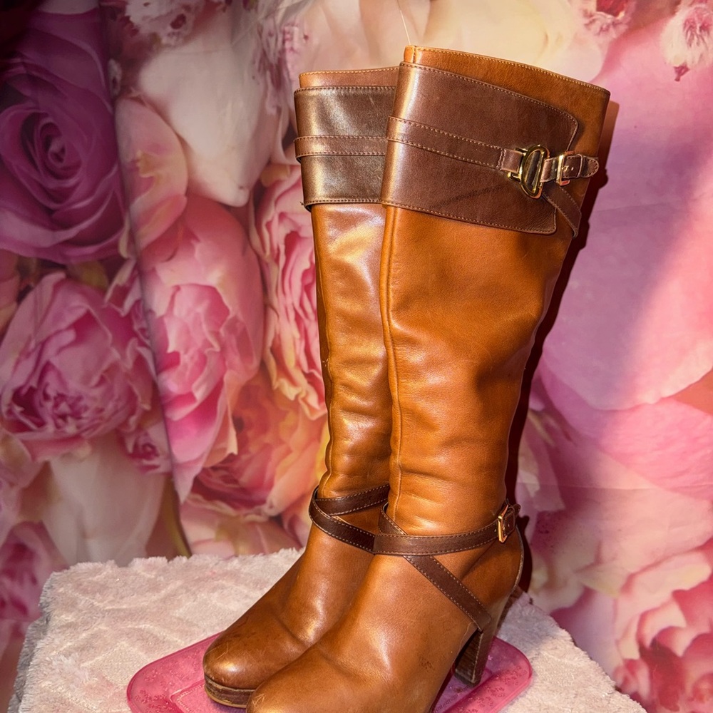 Cole Haan and Nike Air Brown Leather Heeled Boots